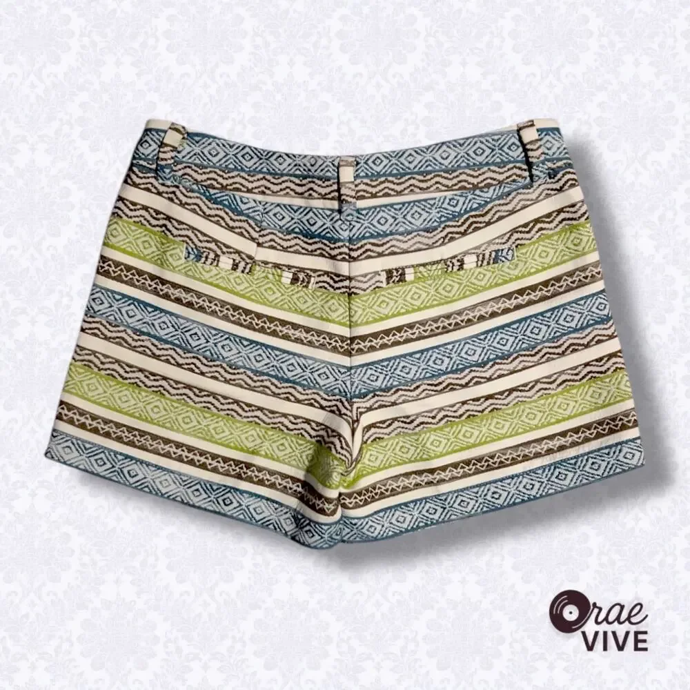 LOFT The Riviera Women's Short Size 0 Green Blue Boho Embroidery
